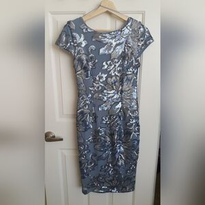 MARINA Blue and Silver Sequin Mini Dress